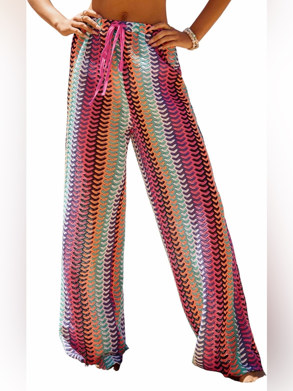 Zaful Crochet Beach Cover-up pants with drawstring waist - size medium
